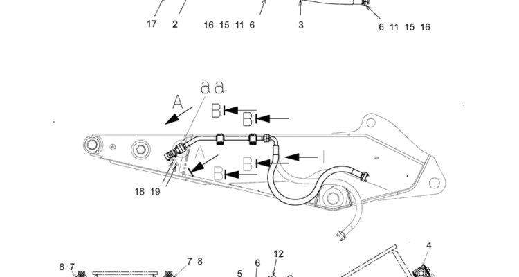 3.027(00) HYD LINES, LONG ARM (NIBBLER & BREAKER) LC43H00122F1-SK350-8 Kobelco Excavator Parts Number Electronic Catalog EPC Manuals
