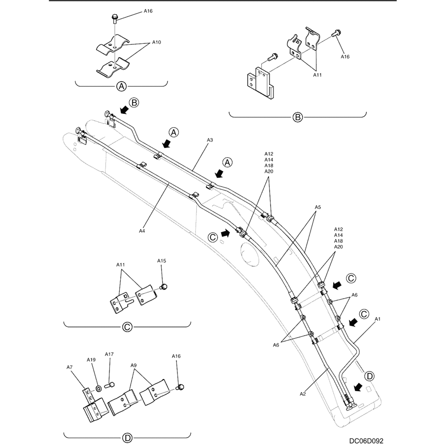 3.037(01) HYD LINES, BOOM, MASS EXCAVATOR (NIBBLER & BREAKER) (LC42HU0008F1), PAGE 1 OF 2-SK350-8 Kobelco Excavator Parts Number Electronic Catalog EPC Manuals