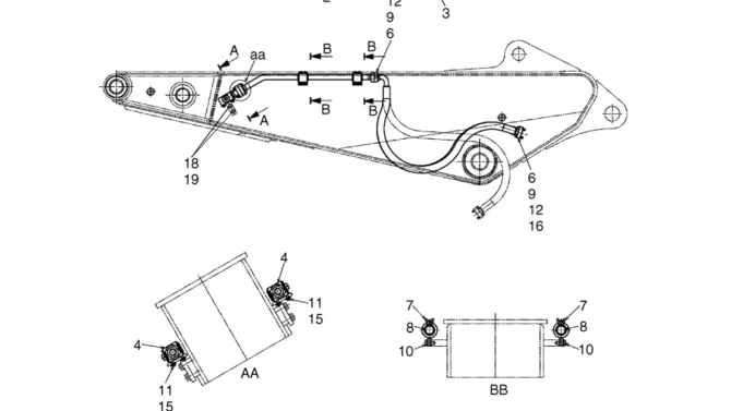 3.039(00) HYDRAULIC LINES - ARM (MASS EXCAVATOR / NIBBLER & BREAKER) (LC43HU0006F1)-SK350-8 Kobelco Excavator Parts Number Electronic Catalog EPC Manuals