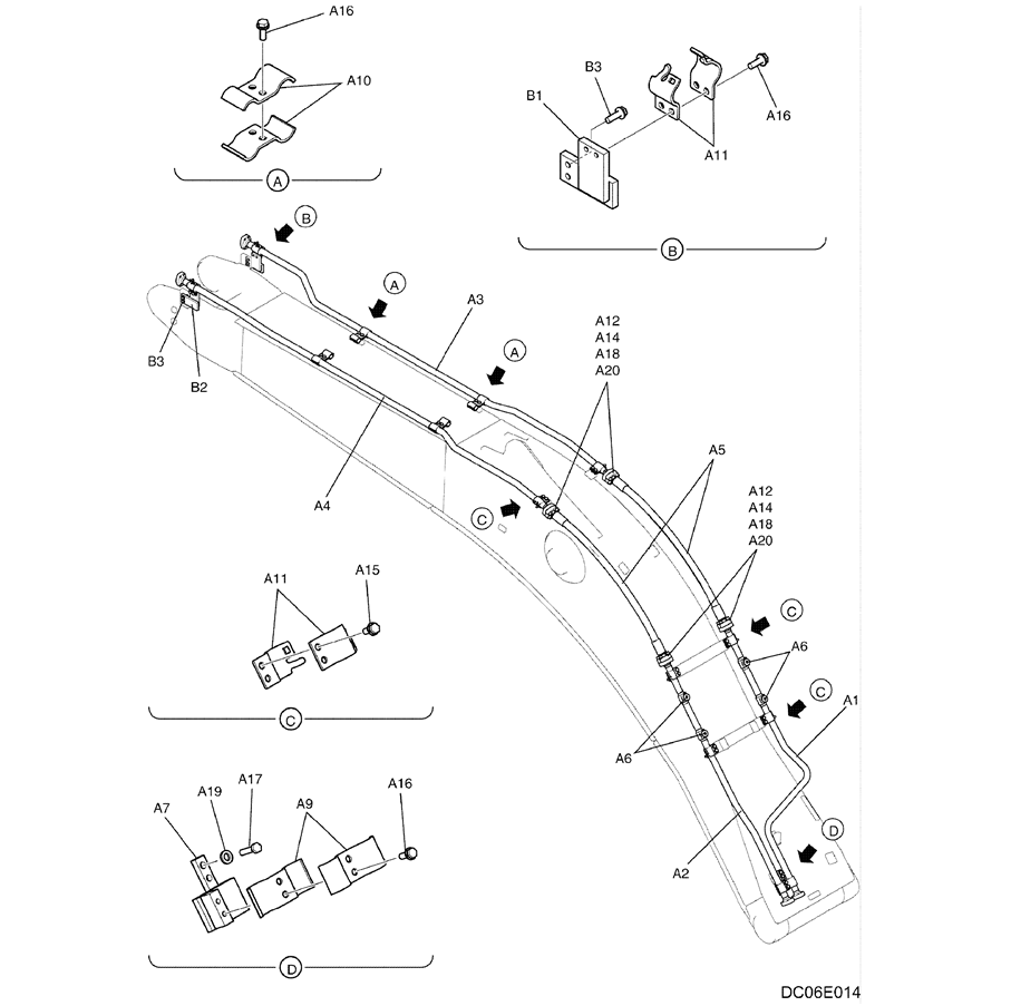 5.013(00) HYD LINES, BOOM (NIBBLER & BREAKER) LC42H00169F1-SK350-8 Kobelco Excavator Parts Number Electronic Catalog EPC Manuals