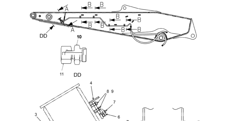 5.025(00) HYD LINES, ARM, LONG (ROTATION & NIBBLER & BREAKER) LC43H00146F1-SK350-8 Kobelco Excavator Parts Number Electronic Catalog EPC Manuals