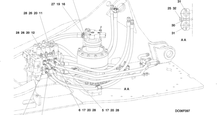 5.031(00) HYD LINES, UPP (ROTATION) BASE PAGE 2 OF 2 LC03H00067F1-SK350-8 Kobelco Excavator Parts Number Electronic Catalog EPC Manuals