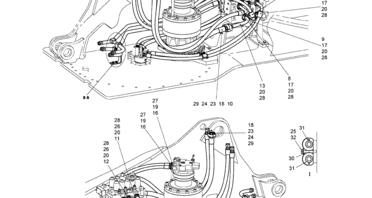 5.033(00) HYD LINES, UPP (ROTATION W/NIBBLER & BREAKER) (LC03H00063F1), FIGURE 1 OF 3-SK350-8 Kobelco Excavator Parts Number Electronic Catalog EPC Manuals