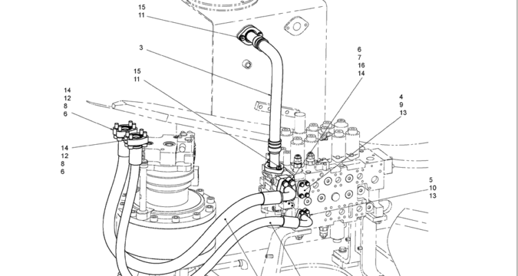 5.033(01) HYD LINES, UPPER (ROTATION W/NIBBLER & BREAKER) (LC03H00063F1), FIGURE 2 OF 3-SK350-8 Kobelco Excavator Parts Number Electronic Catalog EPC Manuals