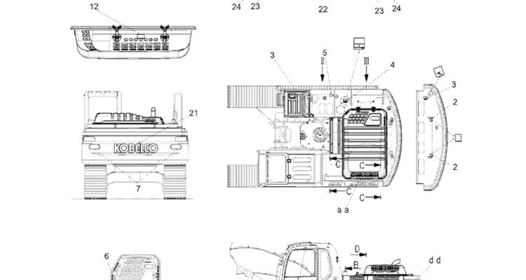7.003(00) NAME PLATE INSTALLATION, FRAME, LABEL LOCATION YN22T00340F2 PAGE 1 OF 3-SK350-8 Kobelco Excavator Parts Number Electronic Catalog EPC Manuals