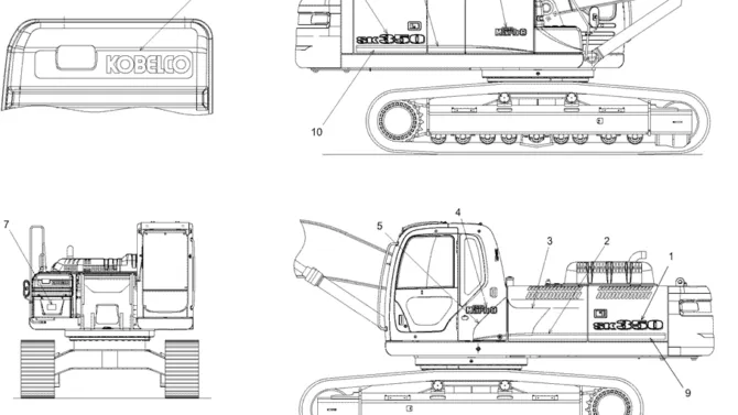 7.013(00) NAME PLATE INSTALLATION, (EXTERIOR) LOCATION LC22TU0007F1-SK350-8 Kobelco Excavator Parts Number Electronic Catalog EPC Manuals