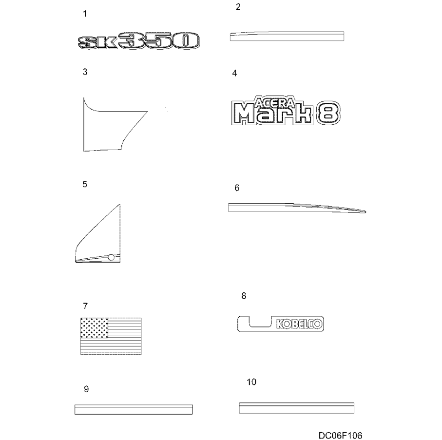 7.014(00) NAME PLATE INSTALLATION, (EXTERIOR) LABELS LC22TU0007F1-SK350-8 Kobelco Excavator Parts Number Electronic Catalog EPC Manuals