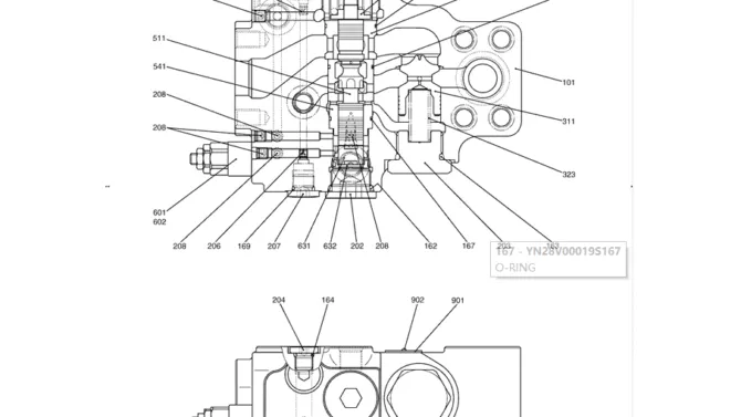 8.030(00) VALVE ASSY, HOLDING YN28V00019F1, F2 (HC900)-SK350-8 Kobelco Excavator Parts Number Electronic Catalog EPC Manuals