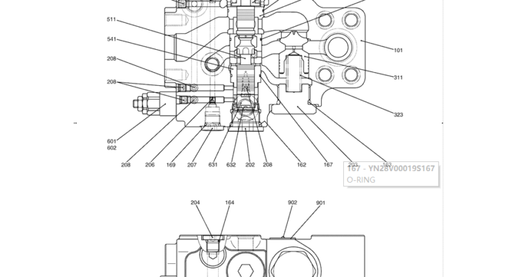 8.030(00) VALVE ASSY, HOLDING YN28V00019F1, F2 (HC900)-SK350-8 Kobelco Excavator Parts Number Electronic Catalog EPC Manuals