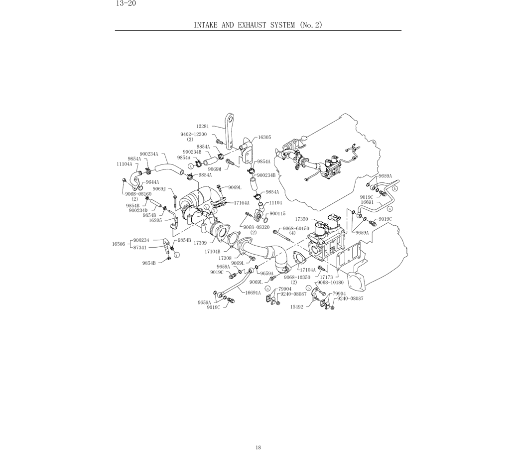 9.010(00) AIR INTAKE AND EXHAUST SYSTEM 13-20-2 (HINO ENGINE TYPE J08ETM-KSDA)-SK350-8 Kobelco Excavator Parts Number Electronic Catalog EPC Manuals