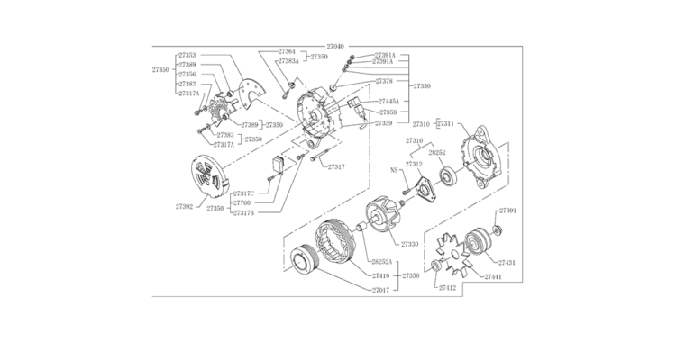 9.022(00) ALTERNATOR 19 04 (HINO ENGINE TYPE J08ETM KSDA)