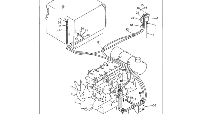 01-016 FUEL LINES MODELS WITH COUNTERWEIGHT REMOVER-Kobelco SK480LC-6E SK480-6S SK480LC-6 SK450-6 Excavator Parts Number Electronic Catalog EPC Manuals