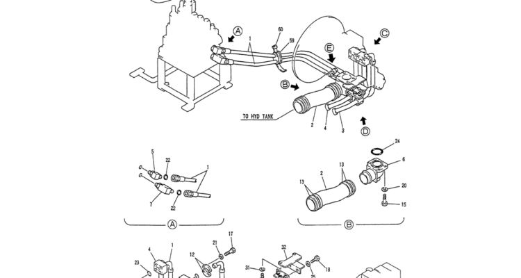 01 020 HYD LINES, UPP (SUCTION, DELIVERY)