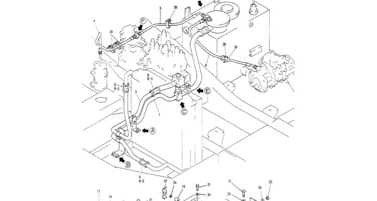 01-021(01) HYDR LINES, UPPER (RETURN)-Kobelco SK200-3 SK200LC-5 SK200 Excavator Parts Number Electronic Catalog EPC Manuals
