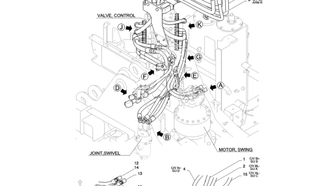 01-021(01)HYD LINES, UPPER-SK235SR-2 SK235SRLC-2 SK235SR Kobelco Excavator Parts Number Electronic Catalog EPC Manuals