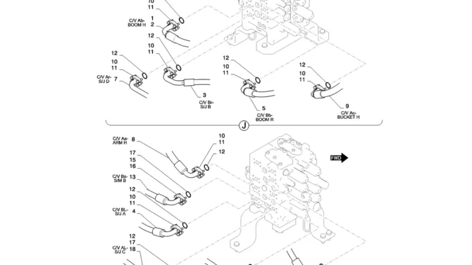 01-021(04)HYD LINES, UPPER-SK235SR-2 SK235SRLC-2 SK235SR Kobelco Excavator Parts Number Electronic Catalog EPC Manuals