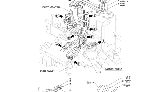 01-022(01)HYD LINES, UPPER (NIBBLER & BREAKER)-SK235SR-2 SK235SRLC-2 SK235SR Kobelco Excavator Parts Number Electronic Catalog EPC Manuals