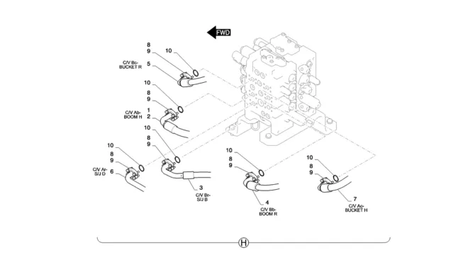 01-022(04)HYD LINES, UPPER (NIBBLER & BREAKER)-SK235SR-2 SK235SRLC-2 SK235SR Kobelco Excavator Parts Number Electronic Catalog EPC Manuals