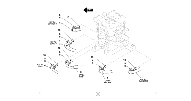 01-022(04)HYD LINES, UPPER (NIBBLER & BREAKER)-SK235SR-2 SK235SRLC-2 SK235SR Kobelco Excavator Parts Number Electronic Catalog EPC Manuals