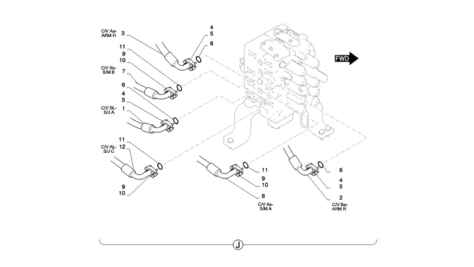 01-022(05)HYD LINES, UPPER (NIBBLER & BREAKER)-SK235SR-2 SK235SRLC-2 SK235SR Kobelco Excavator Parts Number Electronic Catalog EPC Manuals