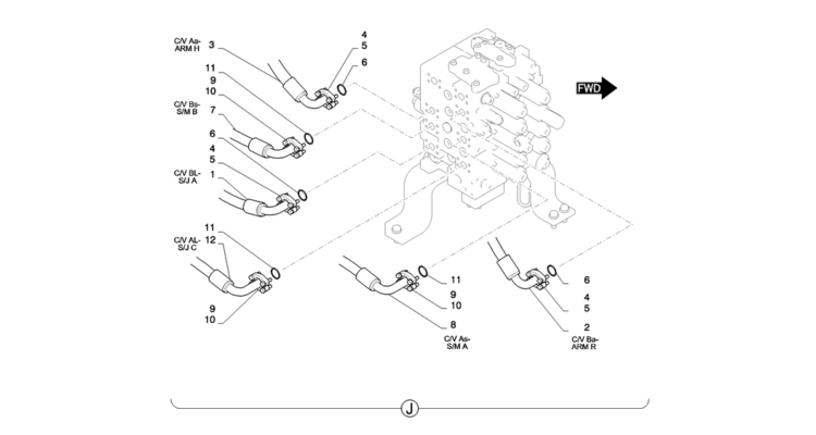 01-022(05)HYD LINES, UPPER (NIBBLER & BREAKER)-SK235SR-2 SK235SRLC-2 SK235SR Kobelco Excavator Parts Number Electronic Catalog EPC Manuals