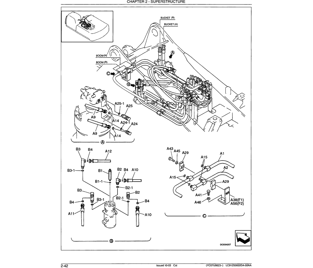 01-025 UPPER HYDRAULIC LINES - MAIN (HYDRAULIC HOSES AND TUBES AT VALVE AND SWING MOTOR)-SK330LC-6E SK330-6E SK350LC-6E Kobelco Excavator Parts Number Electronic Catalog EPC Manuals