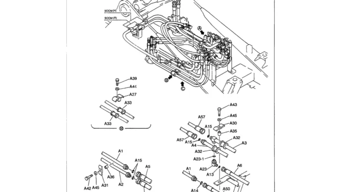 01-026 UPPER HYDRAULIC LINES - MAIN (CLAMPS AND BRACKETS)-SK330LC-6E SK330-6E SK350LC-6E Kobelco Excavator Parts Number Electronic Catalog EPC Manuals
