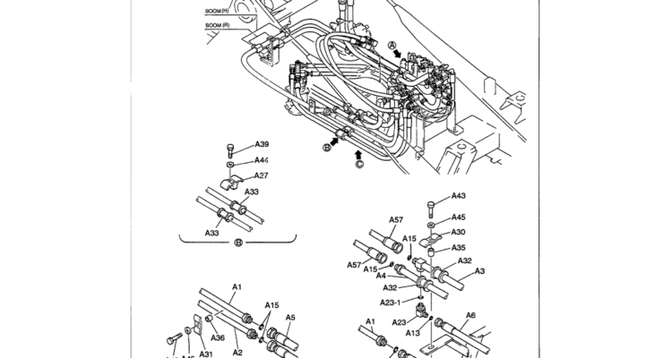 01-026 UPPER HYDRAULIC LINES - MAIN (CLAMPS AND BRACKETS)-SK330LC-6E SK330-6E SK350LC-6E Kobelco Excavator Parts Number Electronic Catalog EPC Manuals