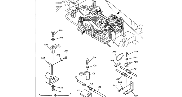 01-027 UPPER HYDRAULIC LINES - MAIN (CLAMPS AND BRACKETS)-SK330LC-6E SK330-6E SK350LC-6E Kobelco Excavator Parts Number Electronic Catalog EPC Manuals