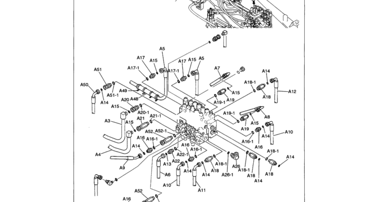01-028 UPPER HYDRAULIC LINES - MAIN (CONTROL VALVE CONNECTIONS)-SK330LC-6E SK330-6E SK350LC-6E Kobelco Excavator Parts Number Electronic Catalog EPC Manuals