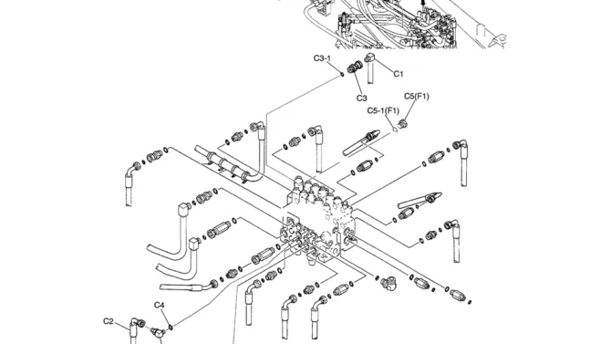 01-029 UPPER HYDRAULIC LINES - MAIN (CONTROL VALVE CONNECTIONS)-SK330LC-6E SK330-6E SK350LC-6E Kobelco Excavator Parts Number Electronic Catalog EPC Manuals