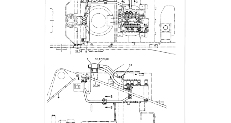 01-036 UPPER HYDRAULIC LINES - MAIN NIBBLER AND BREAKER, HOSE AND TUBES-Kobelco SK480LC-6E SK480-6S SK480LC-6 SK450-6 Excavator Parts Number Electronic Catalog EPC Manuals
