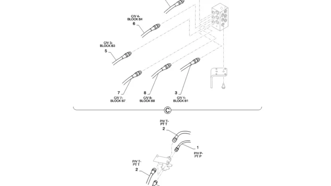 01-036(02)CONTROL LINES, REMOTE (NIBBLER & BREAKER)-SK235SR-2 SK235SRLC-2 SK235SR Kobelco Excavator Parts Number Electronic Catalog EPC Manuals