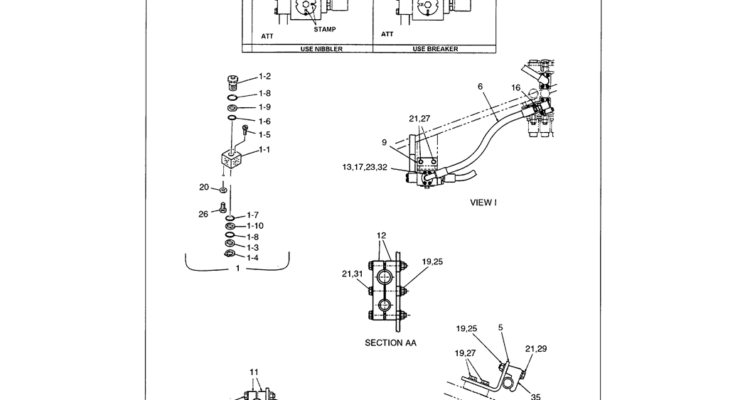 01-037 UPPER HYDRAULIC LINES - MAIN NIBBLER AND BREAKER, CLAMPS AND SUPPORTS-Kobelco SK480LC-6E SK480-6S SK480LC-6 SK450-6 Excavator Parts Number Electronic Catalog EPC Manuals