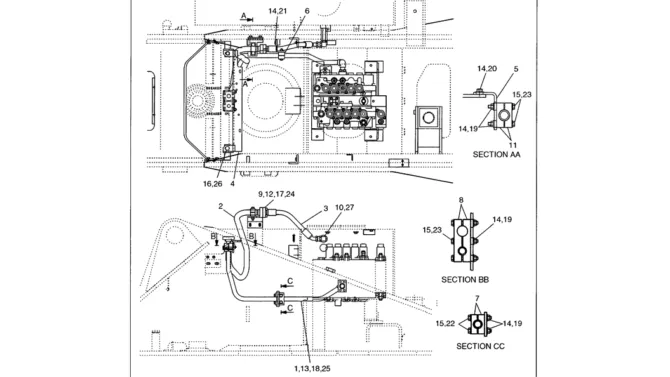 01-038 UPPER HYDRAULIC LINES BREAKER-Kobelco SK480LC-6E SK480-6S SK480LC-6 SK450-6 Excavator Parts Number Electronic Catalog EPC Manuals