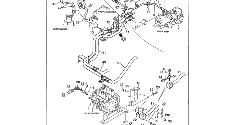 01-041 UPPER HYDRAULIC LINES RETURN P/N LS32H00005F1, F2, F3, F4-Kobelco SK480LC-6E SK480-6S SK480LC-6 SK450-6 Excavator Parts Number Electronic Catalog EPC Manuals