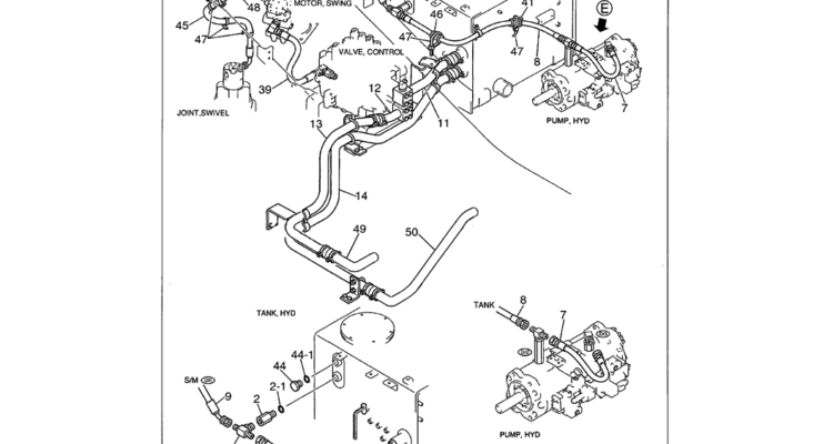 01-042 UPPER HYDRAULIC LINES RETURN P/N LS32H00005F1, F2, F3, F4-Kobelco SK480LC-6E SK480-6S SK480LC-6 SK450-6 Excavator Parts Number Electronic Catalog EPC Manuals