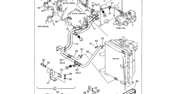 01-044 UPPER HYDRAULIC LINES RETURN P/N LS32H00005F1, F2, F3, F4-Kobelco SK480LC-6E SK480-6S SK480LC-6 SK450-6 Excavator Parts Number Electronic Catalog EPC Manuals