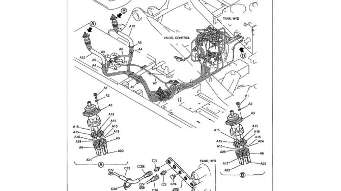 01-052 REMOTE CONTROL LINES - STANDARD HOSES FROM HAND CONTROL VALVE-Kobelco SK480LC-6E SK480-6S SK480LC-6 SK450-6 Excavator Parts Number Electronic Catalog EPC Manuals