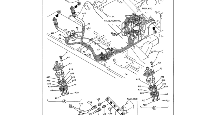 01-052 REMOTE CONTROL LINES - STANDARD HOSES FROM HAND CONTROL VALVE-Kobelco SK480LC-6E SK480-6S SK480LC-6 SK450-6 Excavator Parts Number Electronic Catalog EPC Manuals