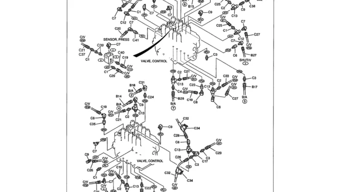 01-055 REMOTE CONTROL LINES - STANDARD HOSES AT CONTROL VALVE-Kobelco SK480LC-6E SK480-6S SK480LC-6 SK450-6 Excavator Parts Number Electronic Catalog EPC Manuals