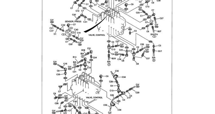 01-055 REMOTE CONTROL LINES - STANDARD HOSES AT CONTROL VALVE-Kobelco SK480LC-6E SK480-6S SK480LC-6 SK450-6 Excavator Parts Number Electronic Catalog EPC Manuals