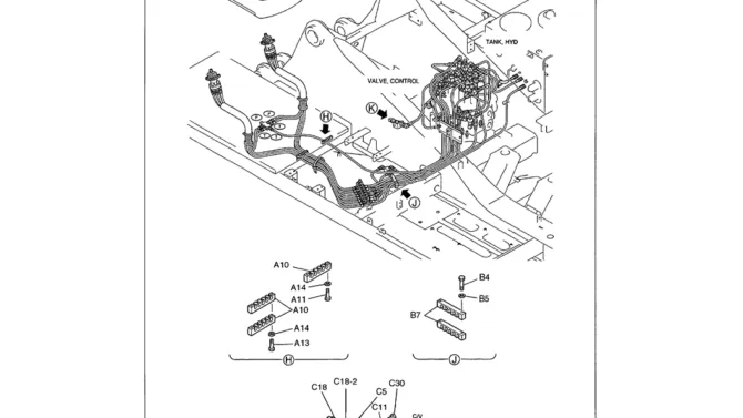 01-057 REMOTE CONTROL LINES - NIBBLER & BREAKER (2-WAY) CLAMPS AND PRESSURE SENSOR-Kobelco SK480LC-6E SK480-6S SK480LC-6 SK450-6 Excavator Parts Number Electronic Catalog EPC Manuals