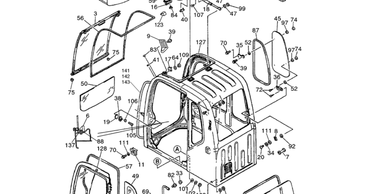 01-057(01) CAB ASSEMBLY (GLASS AND DOORS)-SK330LC-6E SK330-6E SK350LC-6E Kobelco Excavator Parts Number Electronic Catalog EPC Manuals