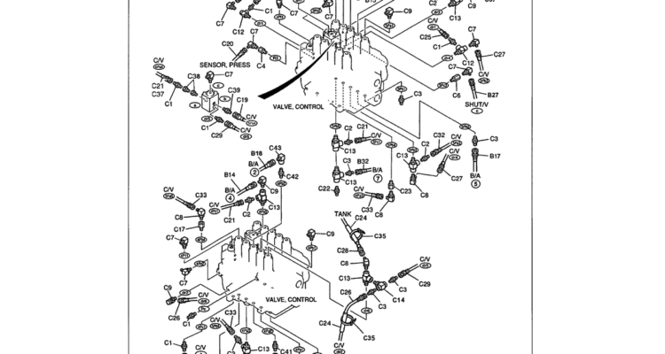 01-068 REMOTE CONTROL LINES - NIBBLER & BREAKER (2-WAY) BOOM AND ARM SAFETY - HOSES FROM CONTROL VALVE-Kobelco SK480LC-6E SK480-6S SK480LC-6 SK450-6 Excavator Parts Number Electronic Catalog EPC Manuals