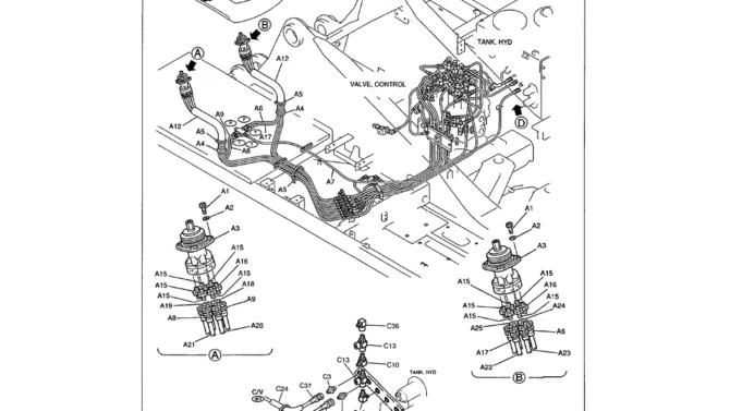01-069 REMOTE CONTROL LINES - NIBBLER BREAKER (2-WAY) BOOM AND ARM SAFETY - CLAMPS AND PRESSURE SENSOR-Kobelco SK480LC-6E SK480-6S SK480LC-6 SK450-6 Excavator Parts Number Electronic Catalog EPC Manuals