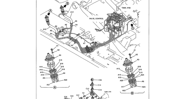01-069 REMOTE CONTROL LINES - NIBBLER BREAKER (2-WAY) BOOM AND ARM SAFETY - CLAMPS AND PRESSURE SENSOR-Kobelco SK480LC-6E SK480-6S SK480LC-6 SK450-6 Excavator Parts Number Electronic Catalog EPC Manuals