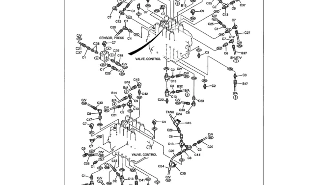 01-075 REMOTE CONTROL LINES - BREAKER (1 WAY) BOOM AND ARM SAFETY - HOSES AT CONTROL VALVE-Kobelco SK480LC-6E SK480-6S SK480LC-6 SK450-6 Excavator Parts Number Electronic Catalog EPC Manuals