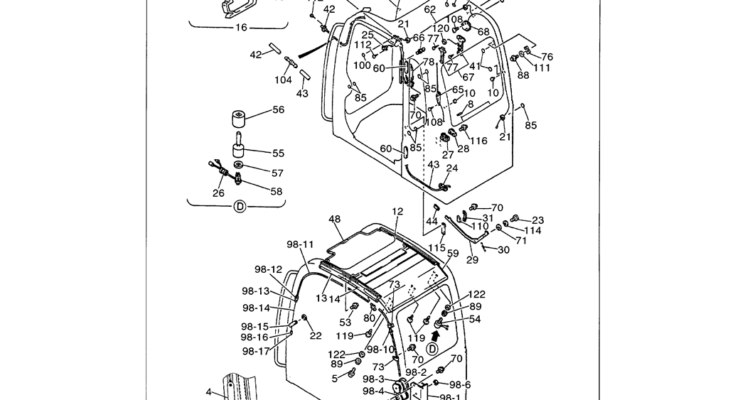 01-092 CAB ASSY WIPERS, SUNVISOR AND ANTENNA-Kobelco SK480LC-6E SK480-6S SK480LC-6 SK450-6 Excavator Parts Number Electronic Catalog EPC Manuals