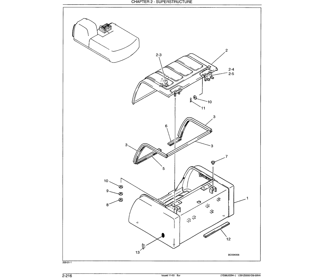 01-102 COVER ASSY-Kobelco SK480LC-6E SK480-6S SK480LC-6 SK450-6 Excavator Parts Number Electronic Catalog EPC Manuals